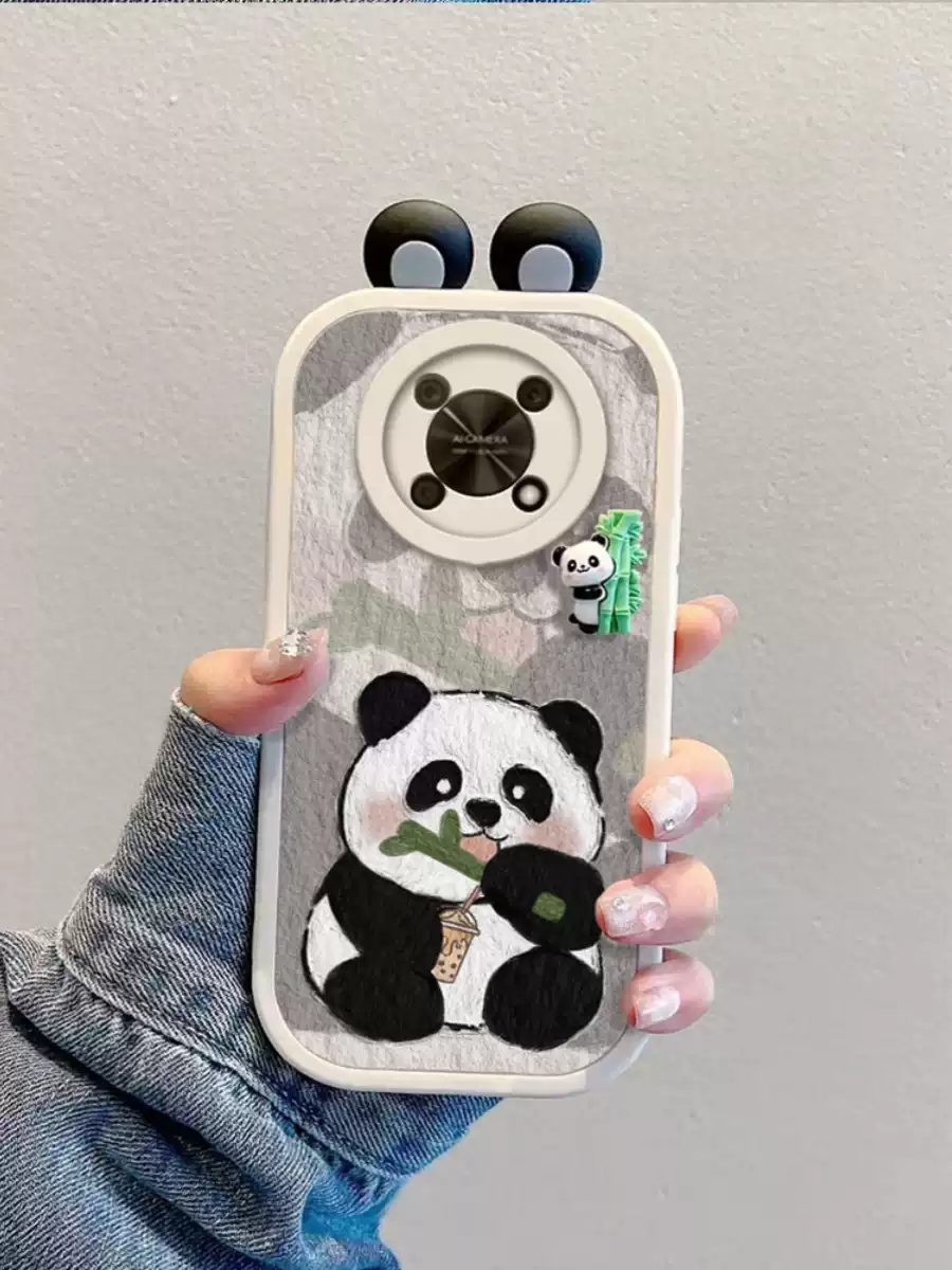 中掌柜适用于华为智选nzone50pro手机壳NZONE50Pro保护套SP210女新款nozne50pro全包防摔HUAWEI小羊皮立 TP259立体背影熊猫+黑白耳朵+黑 华为智选NZONE50Pro