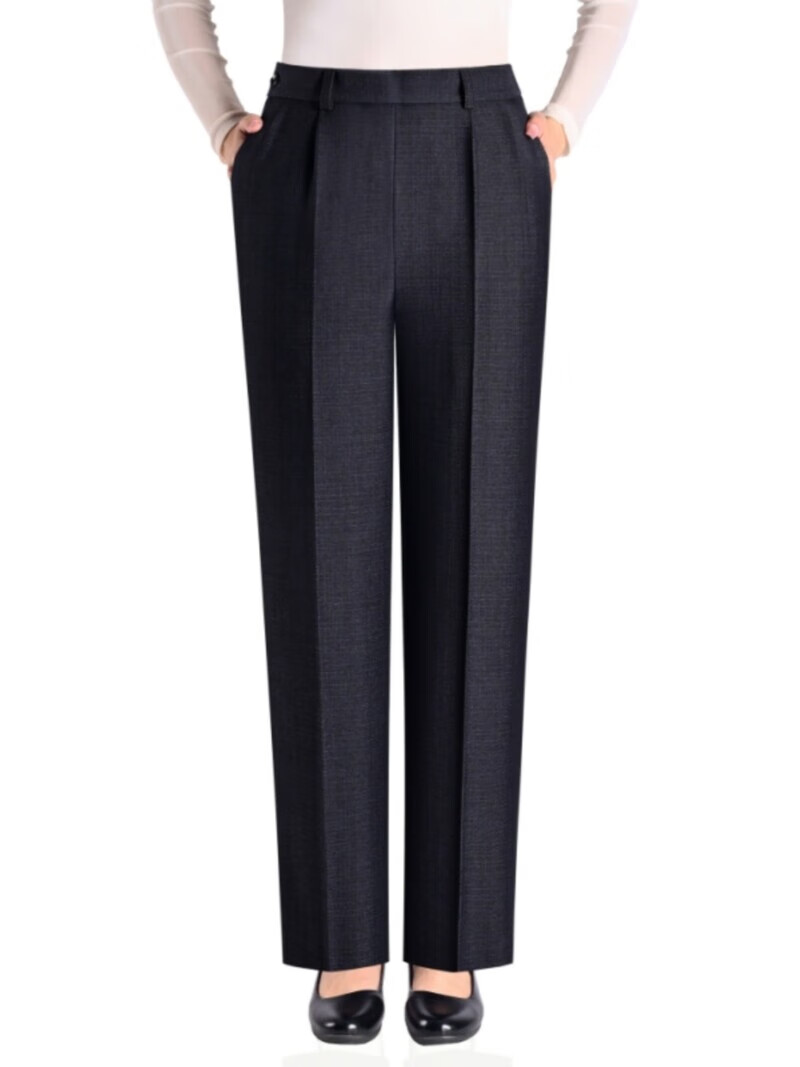 伊玟格格春秋新款旁开扣中老年侧开口大码女装妈妈裤子女西裤老年女裤高腰 深灰色 黑灰秋冬款旁开扣 5XL 2尺9腰围35码(155斤以下穿)