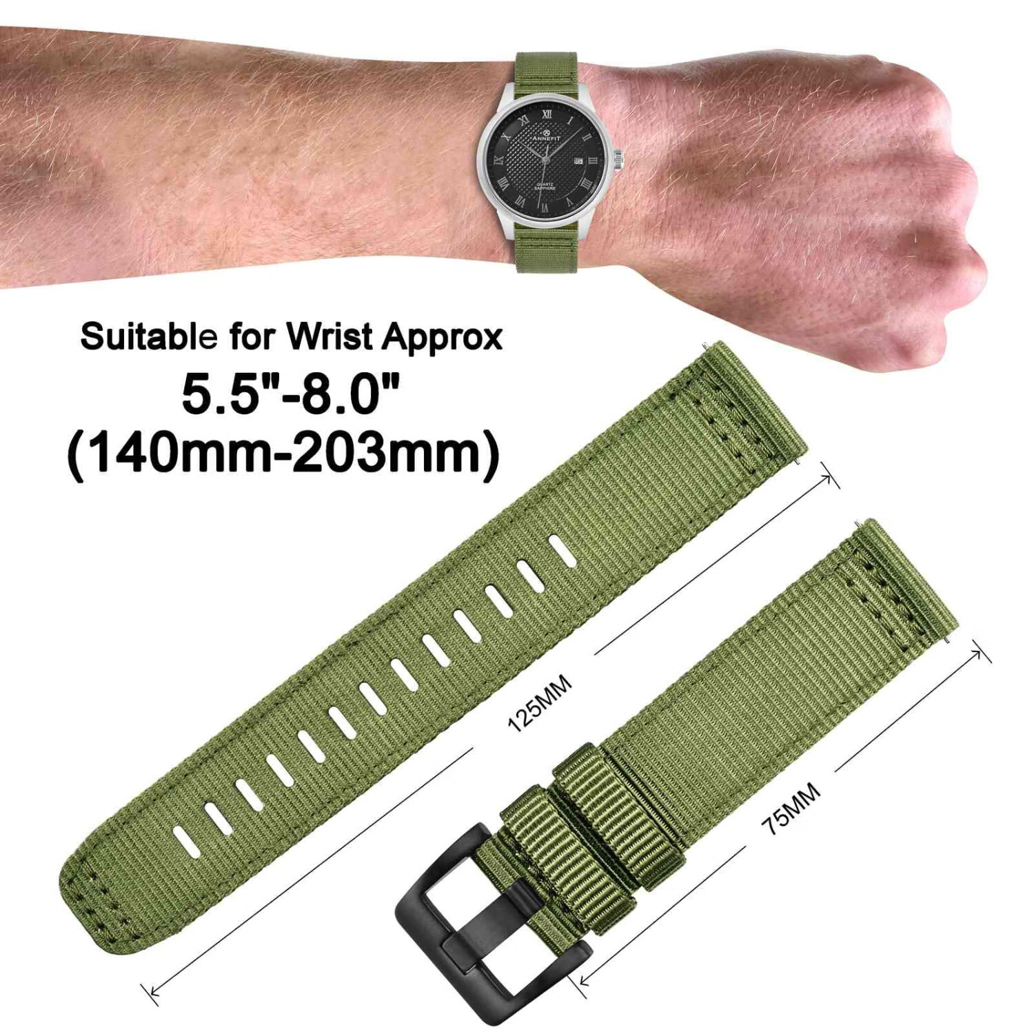 ENDUROBAND适用佳明Garmin手表表带 适配255/265/965/745/venu3/2原装战术尼龙快拆表带 军绿色 22mm通用快拆接口