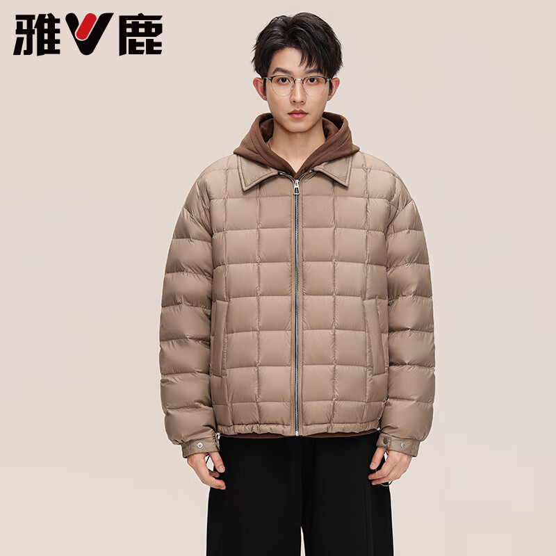 雅鹿衬衫领轻薄羽绒服男2025新款情侣翻领轻暖时尚百搭90鸭绒保暖外套 黑色 2XL /185【推荐160-180斤】