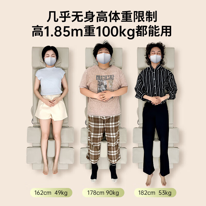 奥克斯按摩床垫全身多功能躺垫家用揉捏颈椎背部腰部颈部一体神器气囊导轨电动自动揉捏靠垫送父母礼物 【2025新升级-杏色】腰背行走导轨+气囊同步揉捏