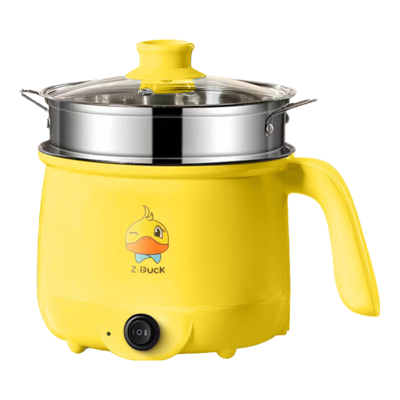 电煮锅电锅小电锅电炒锅电热锅多功能一锅多用宿舍电煮锅电炖锅火锅1-2人蒸煮一体电蒸锅火锅锅学生泡面电火 泡面碗【白色】大号