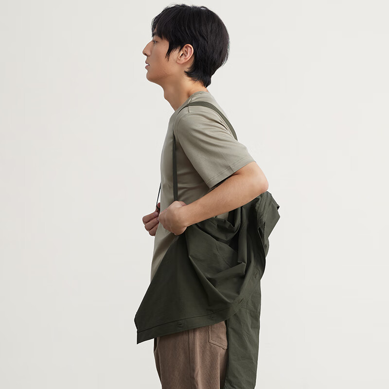 MARKLESS衬衫男100%棉尖领宽松纯色亲肤长袖衬衣5509 军绿色 M