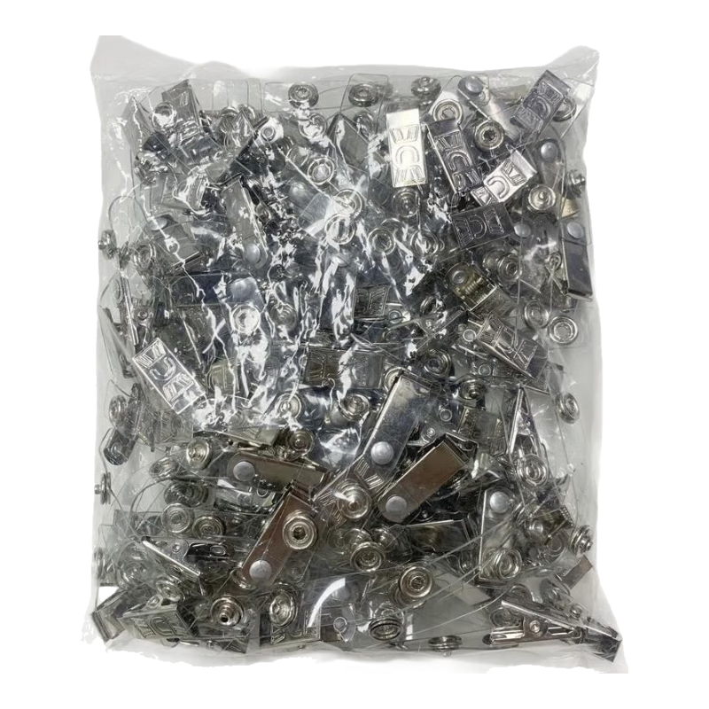 綠文鐵夾子工作證夾子證件夾胸卡夾扣胸卡套工作證鐵夾扣胸牌掛卡出席證掛扣員工工作牌夾 鐵夾子100個(gè)/包