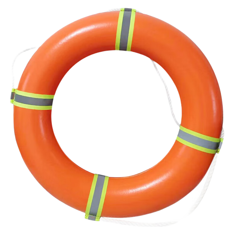 鑫安华PVC塑料实心泡沫应急救生圈成人船用安全绳防汛救援便携游泳圈 橙色