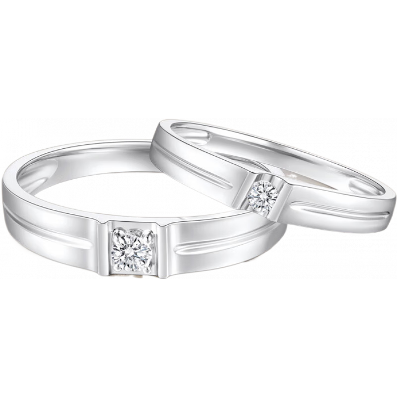 克徠帝（CRD）鉆石對戒情侶款戒指男女婚戒鉑金男戒訂婚結婚鉆戒一對 鉑金鉆石女戒_共約3分_【現貨-指圈詳詢(xún)客服】Q0
