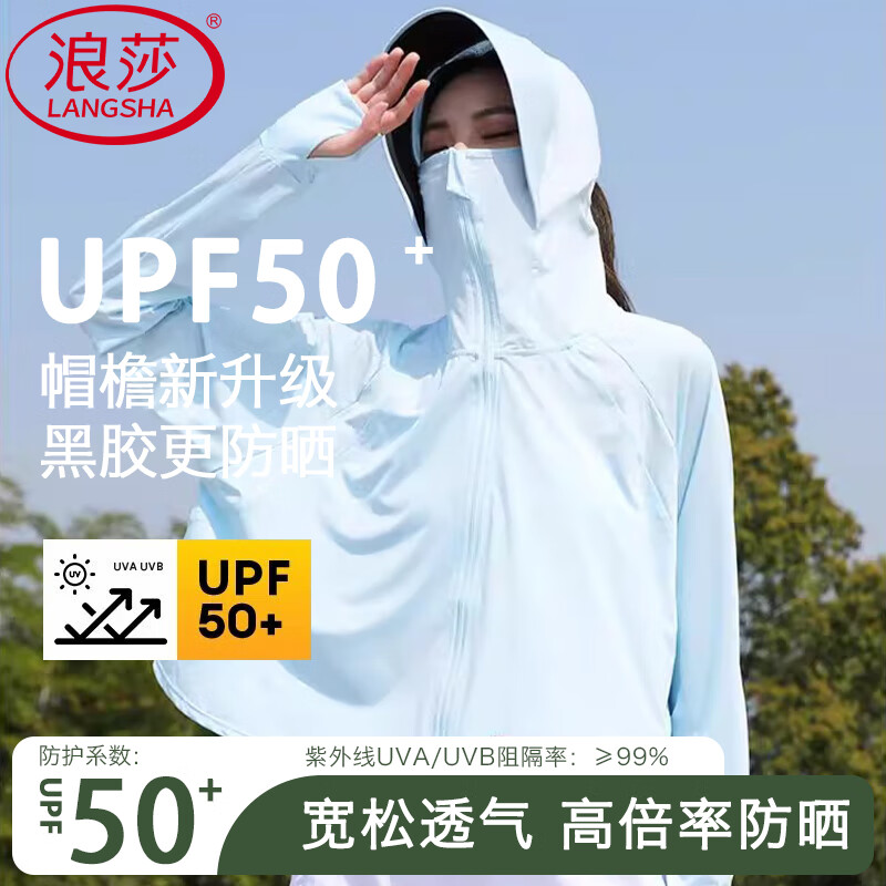 浪莎时尚防晒衣女夏季新款冰丝防紫外线短款外套女士外搭短款防晒服 深灰色【升级款冰感大帽檐】 均码 【适合80-140斤】