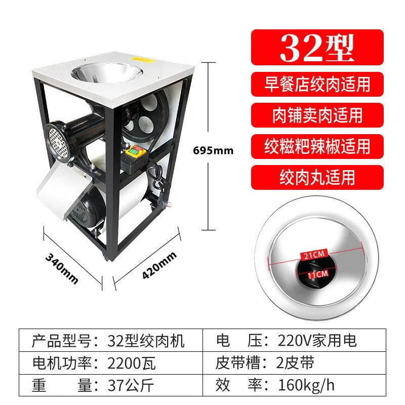 木允瑶粉碎机商用大型电动绞肉机商用大功率不锈钢万能绞鸡架碎骨机绞