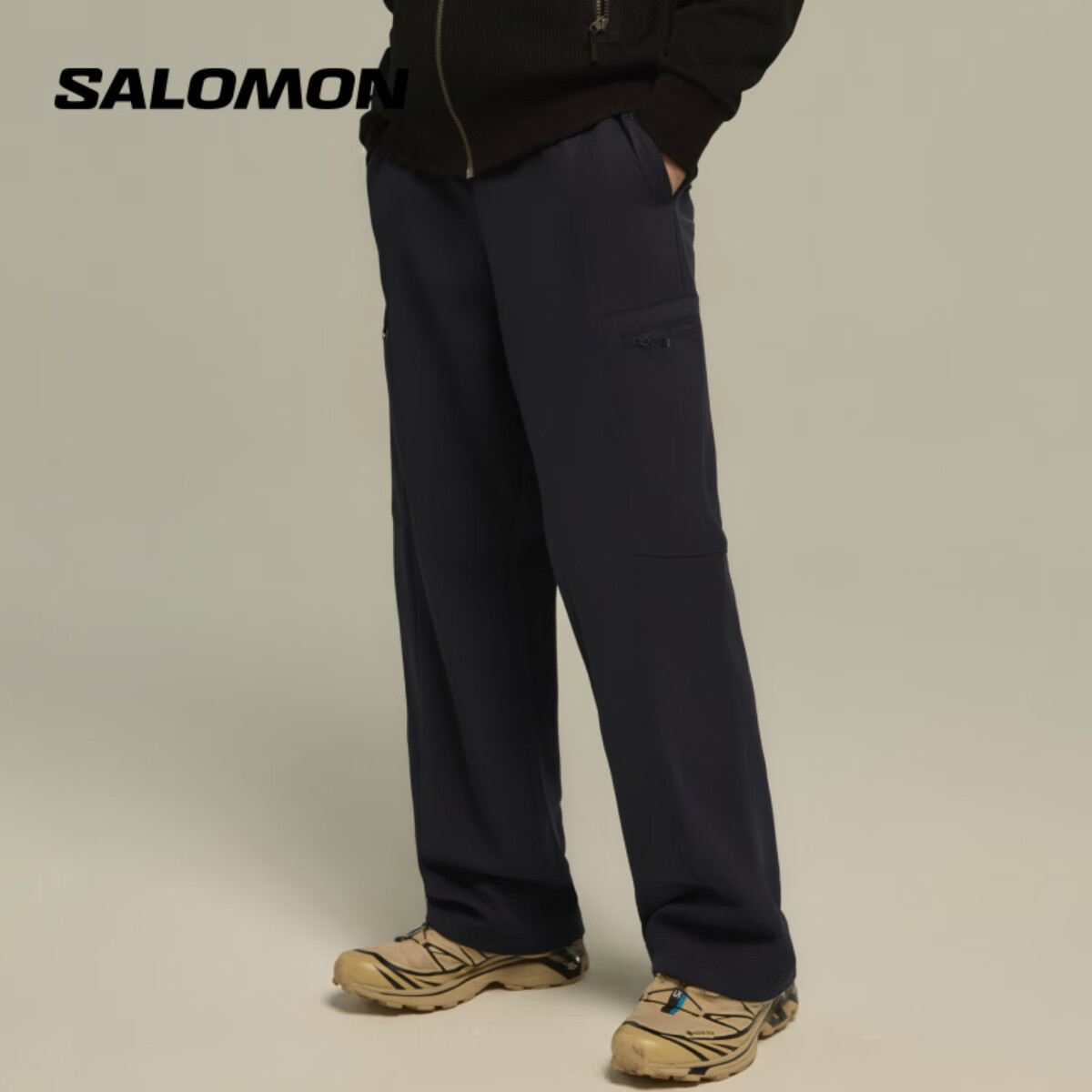 萨洛蒙（Salomon）男款 户外运动休闲防风舒适透气软壳长裤子 TIMBER PANTS 黑色 C25790 S