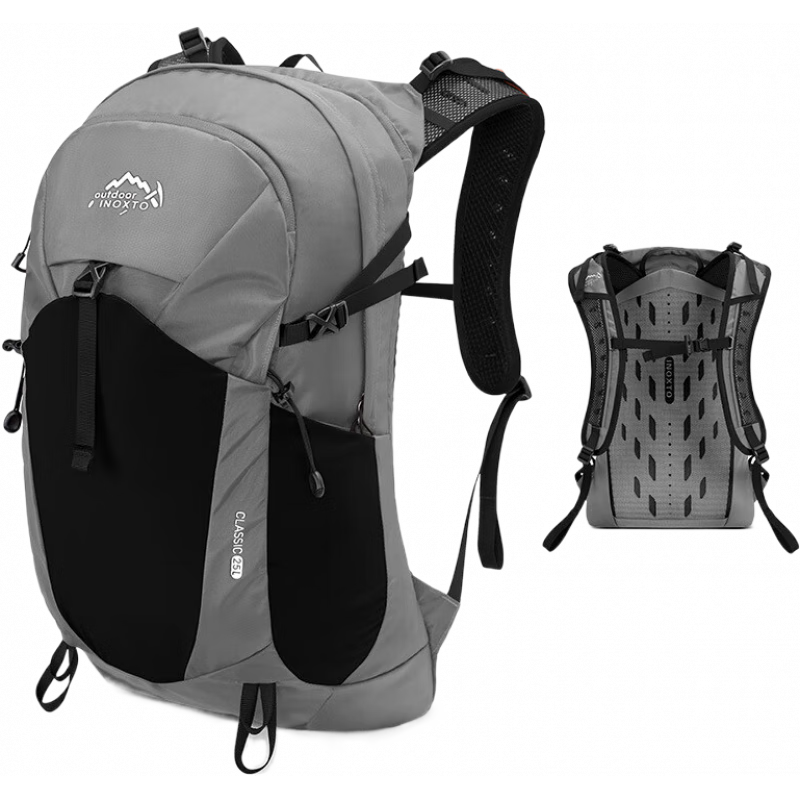 鷹圖（OUTDOOR INOXTO）2024新款I(lǐng)noxto戶外登山包輕便雙肩背包水袋徒步男女 淺灰色 25升