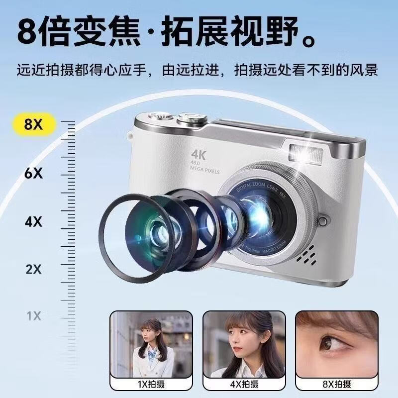 其他家ccd数码相机翻转屏照相机拍立得学生党自拍旅游礼物生日送女朋友 白色【自拍翻转屏】正品复古CCD 只有相机（无赠品无卡-不能拍照）