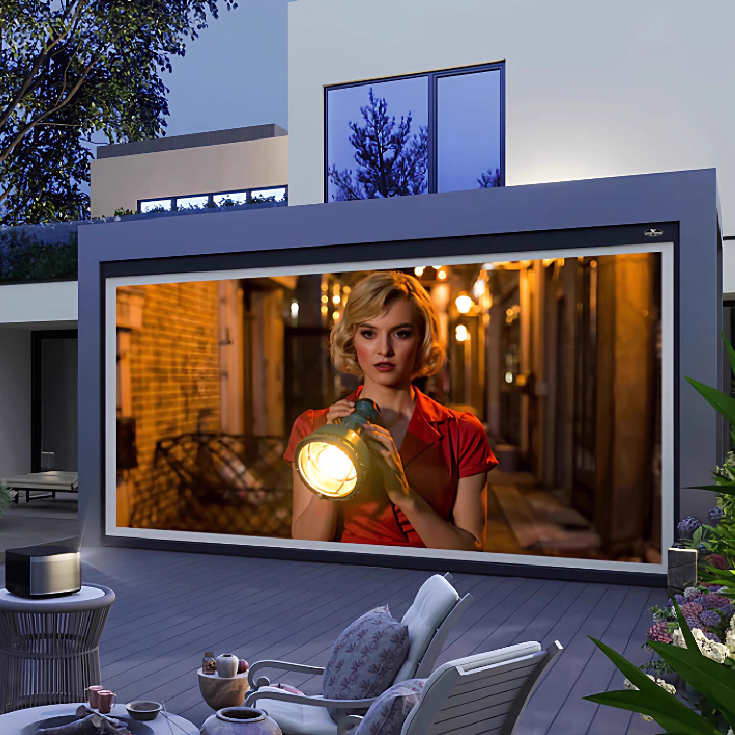 vivid storm since 2004户外投影幕布投影仪智能电动升降幕 防风防水