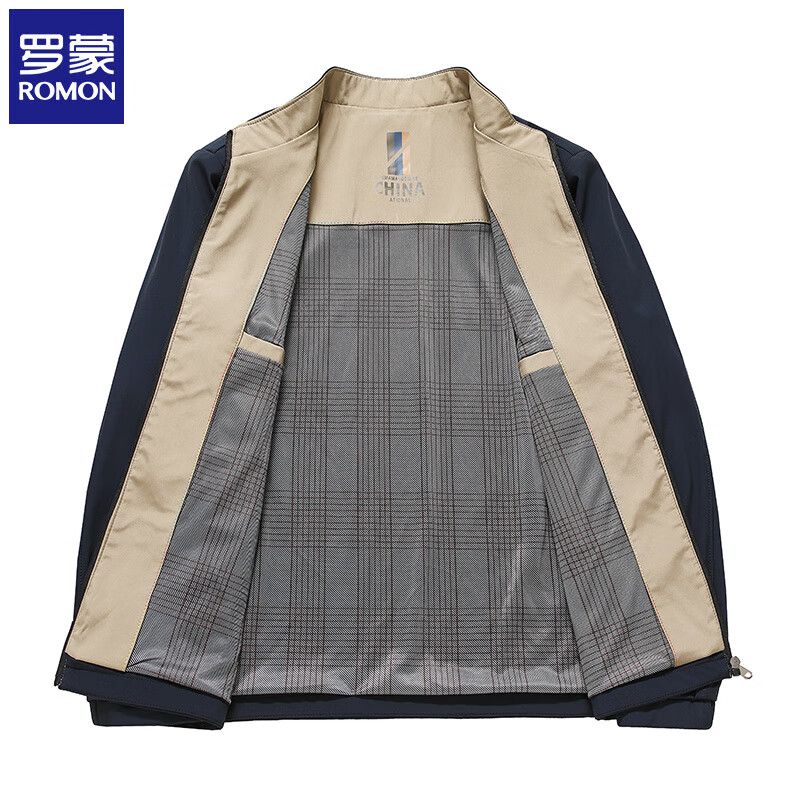 罗蒙（ROMON）立领夹克男2026春秋季新款商务休闲中年男士茄克衫外套上衣 黑色 XL (建议体重135-150斤）
