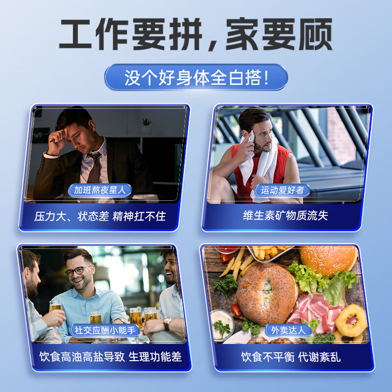 双心（Doppel herz）复合维生素矿物质片16种多维烟酰胺叶酸补充活力 蓝帽认证 【男士多维1周期】1.5g*60片*2盒