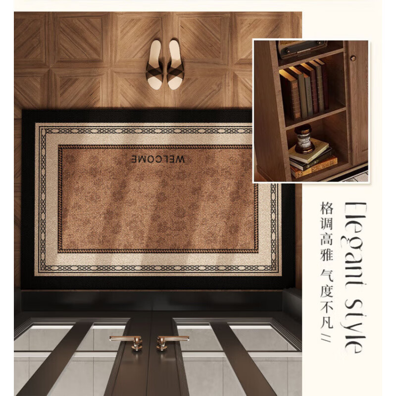 DEATKN德国高端入户门地垫大门口防滑脚垫子地毯家用免洗进门外除尘门垫 藤櫺-私享定制 60cm*90cm 【尝新小尺寸】