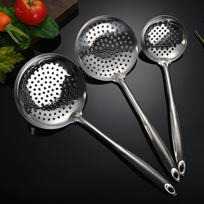 简漾加厚漏勺家用漏勺不锈钢食品级商用水饺一体成型不锈钢油炸 一体加厚加硬 14 cm