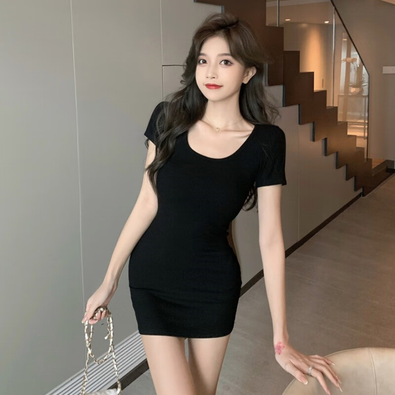 【优选好物】纯欲性感紧身辣妹连衣裙女装夏季2024年新款短裙粉色 灰色 (1条装) 均码