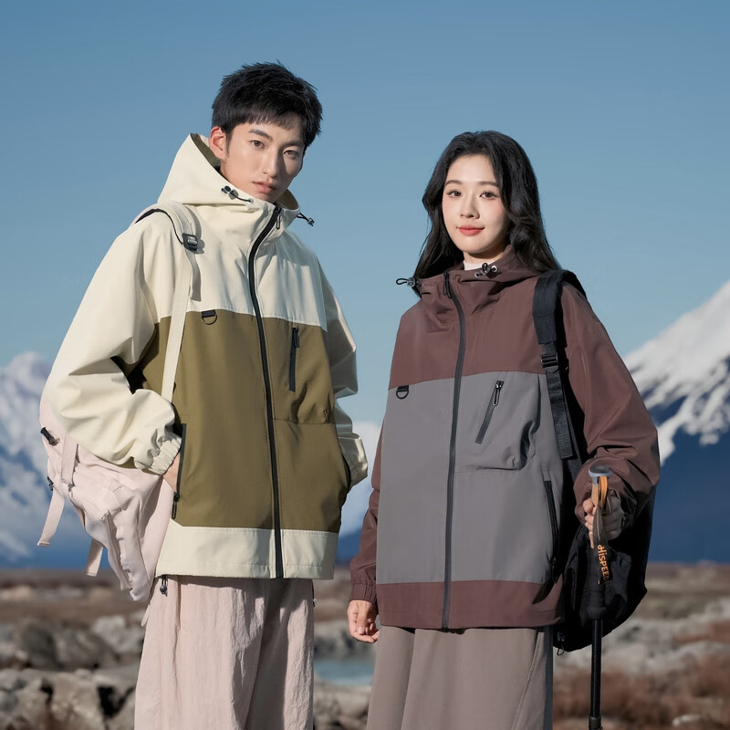 拉夏贝尔(La Chapelle)春秋季新款男女装休闲时尚情侣同款拼色连帽夹克短外套上衣风衣 黑色 L