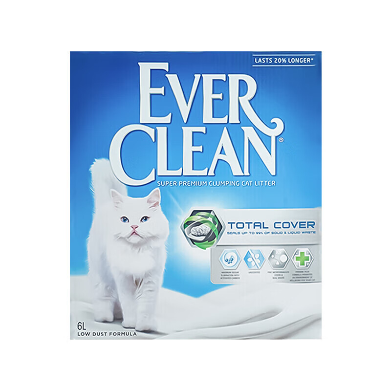铂钻Ever Clean除臭低尘活性炭猫砂 无香型小银盒5.4kg 万人团