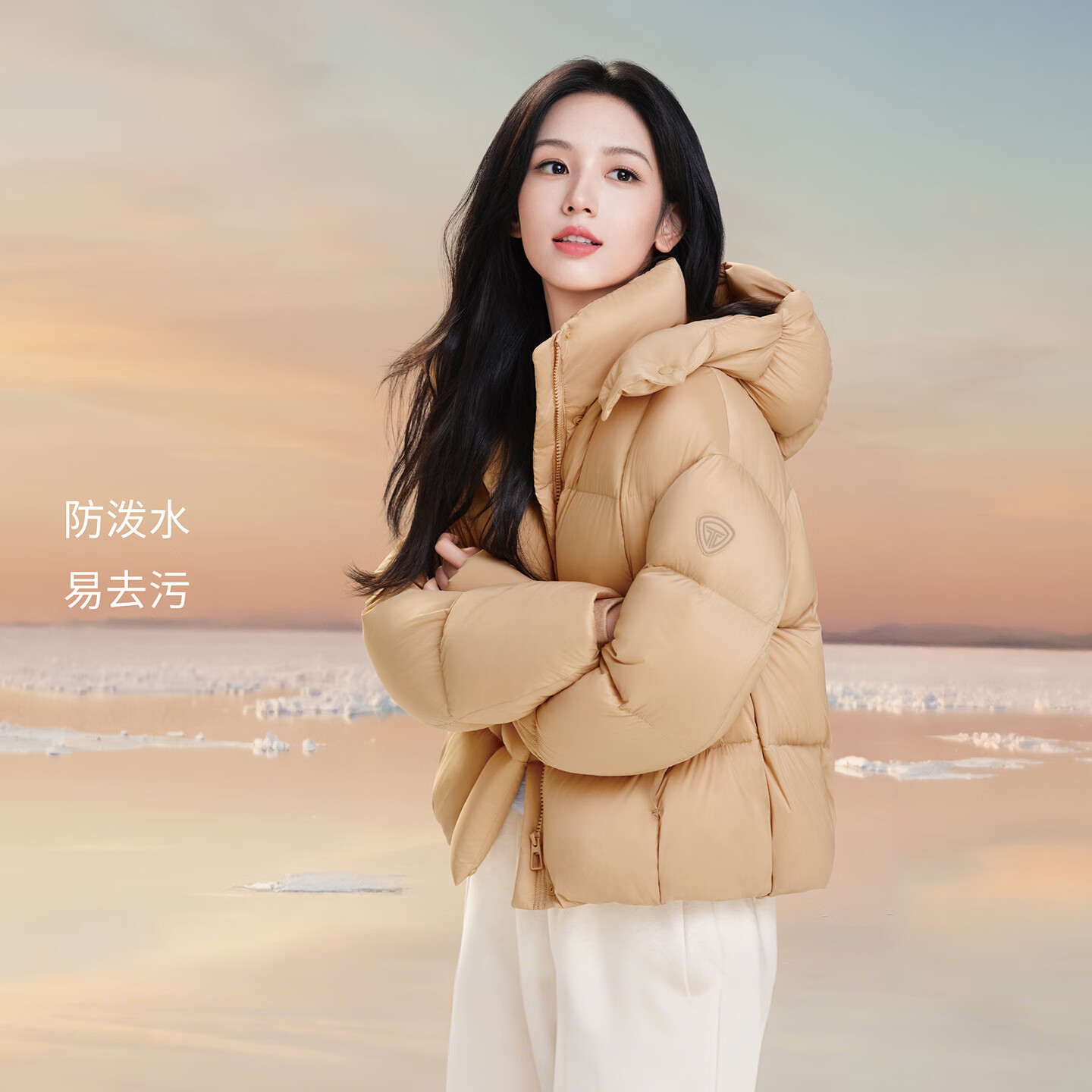 坦博尔【周也同款】泡芙羽绒服女短款2025新款时尚可脱卸帽保暖外套爆款 松露橘粉 S