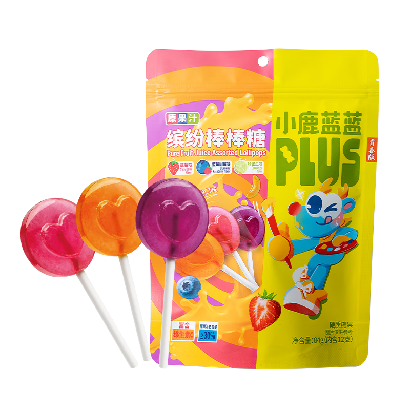 小鹿蓝蓝 PLUS儿童棒棒糖84g 4.9元 试用