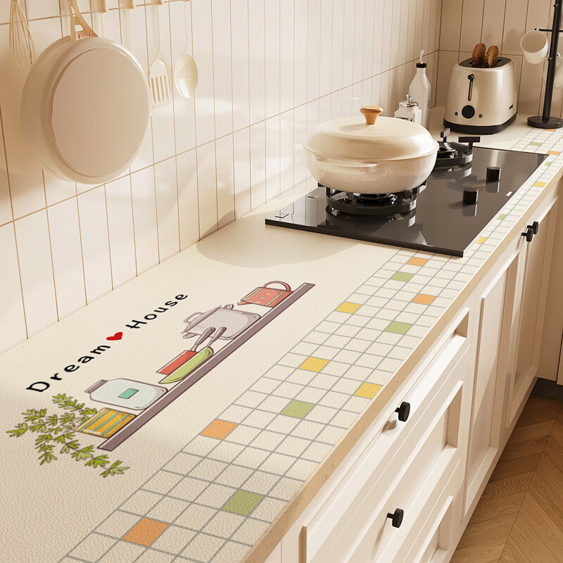 AILUKI日本厨房灶台台面保护垫防烫耐高温垫子防水防油橱柜桌垫可裁剪 锅碗瓢盆长-30957 60cm * 120cm 【防烫隔热】