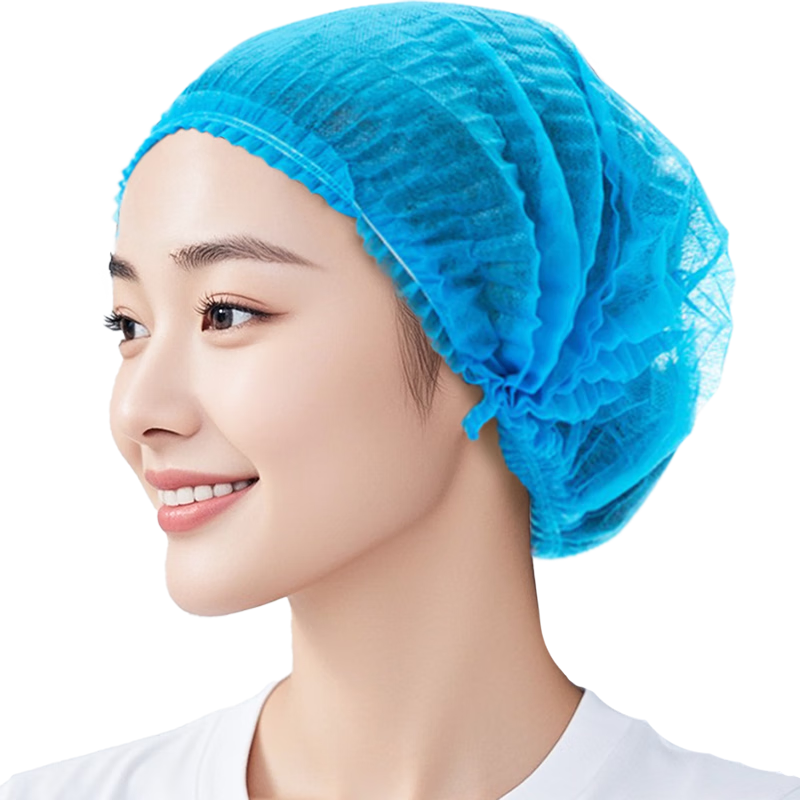 名典上品 一次性頭套 MHC101 200只/包 加厚無紡布 藍(lán)色雙筋 防塵透氣 加大款條形帽 800g/包 足克足重