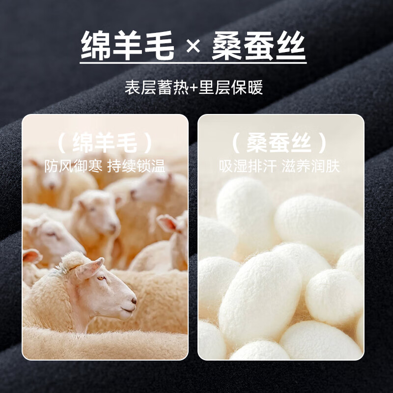 雪中飞羊毛蚕丝保暖卫裤男2025年秋季新款男士休闲百搭宽松休闲裤 深灰色 4XL 195/108A