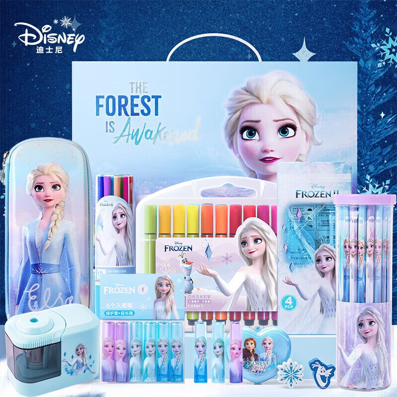 迪士尼（Disney）文具套装 艾莎公主绘画学生文具礼盒72件套 小学生学习奖品文具大礼包小女孩生日礼物儿童节礼物