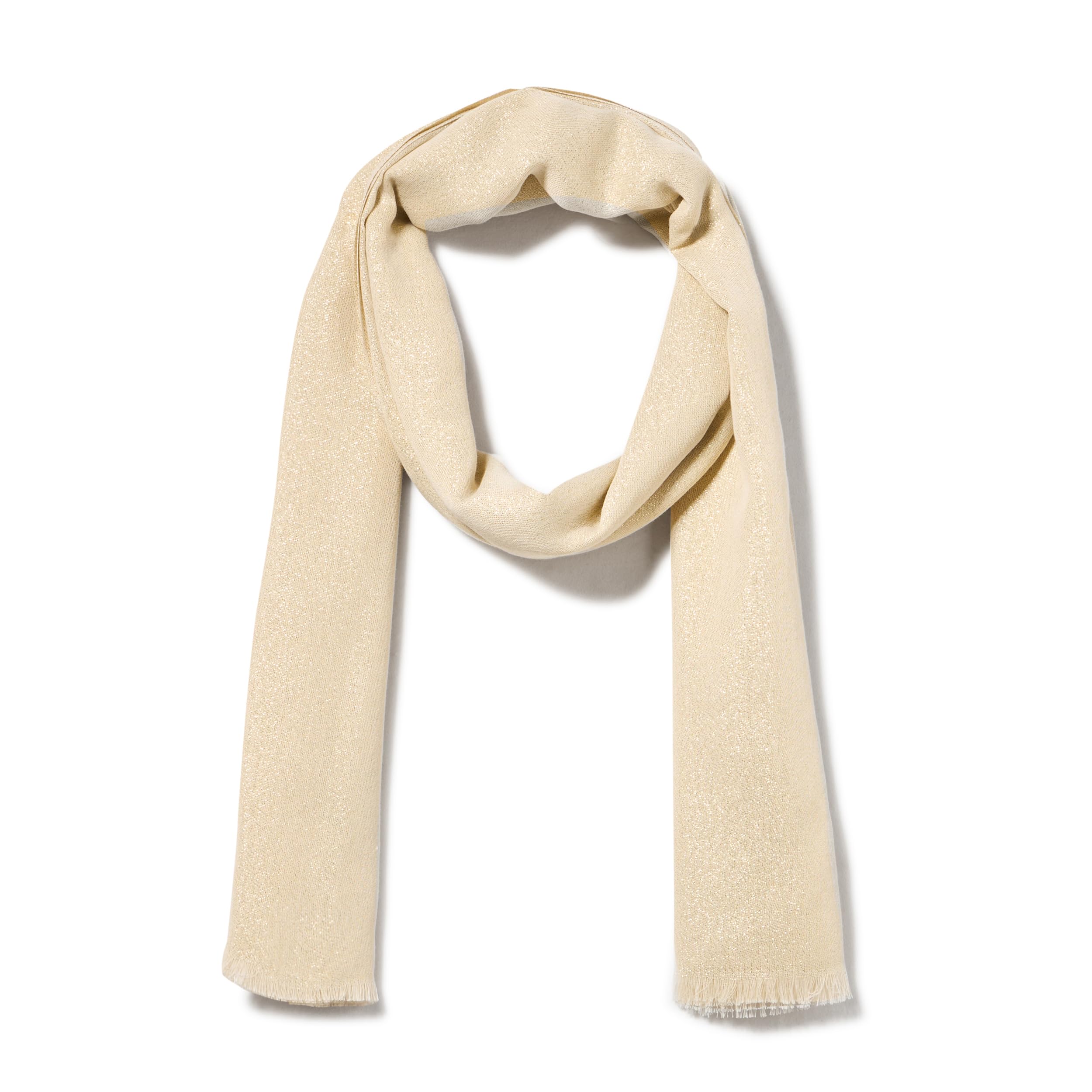 Calvin Klein 女式柔软日常纯色羊绒条纹围巾, 蛋壳白 蛋壳白 One Size