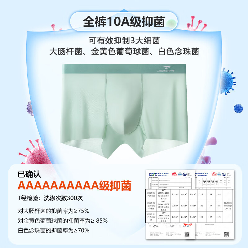 德尔惠男士内裤男冰丝内裤男抗菌内裤男透气平角内裤男生大码内裤短裤衩 黑色+深灰+浅灰 3条 5XL