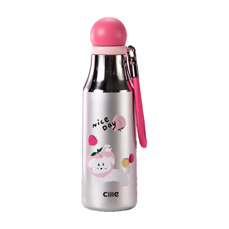 希樂（cille）學(xué)生保溫杯女士316不銹鋼雙飲吸管杯子高顏值戶外便攜運(yùn)動水杯男 卡通白【316內(nèi)膽/雙飲】540ml