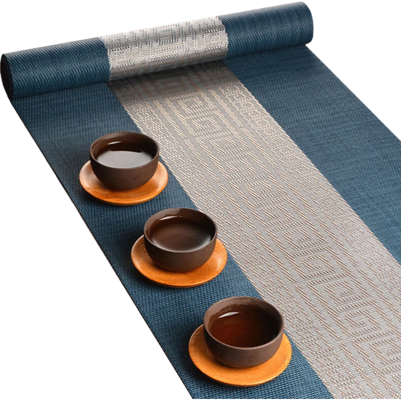 艾薇(AVIVI)桌旗中式茶席防水桌布長(cháng)條茶幾墊茶臺布茶杯墊桌墊餐墊30*240藍湛
