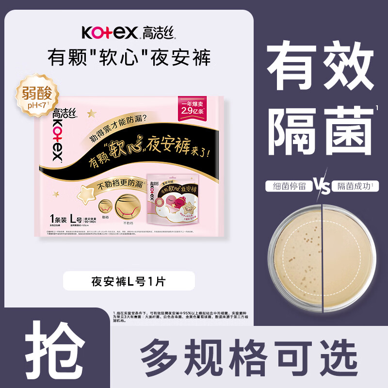 高洁丝夜安裤超薄安心裤夜用内裤型卫生巾安睡裤加大码熟睡夜用防漏