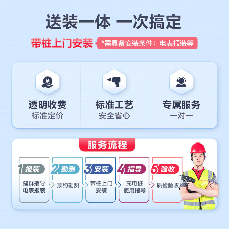 公牛新能源汽车交流充电桩适配于小米su7汽车特斯拉比亚迪问界小鹏理想极氪 7KW无极款 4G基础送装一体
