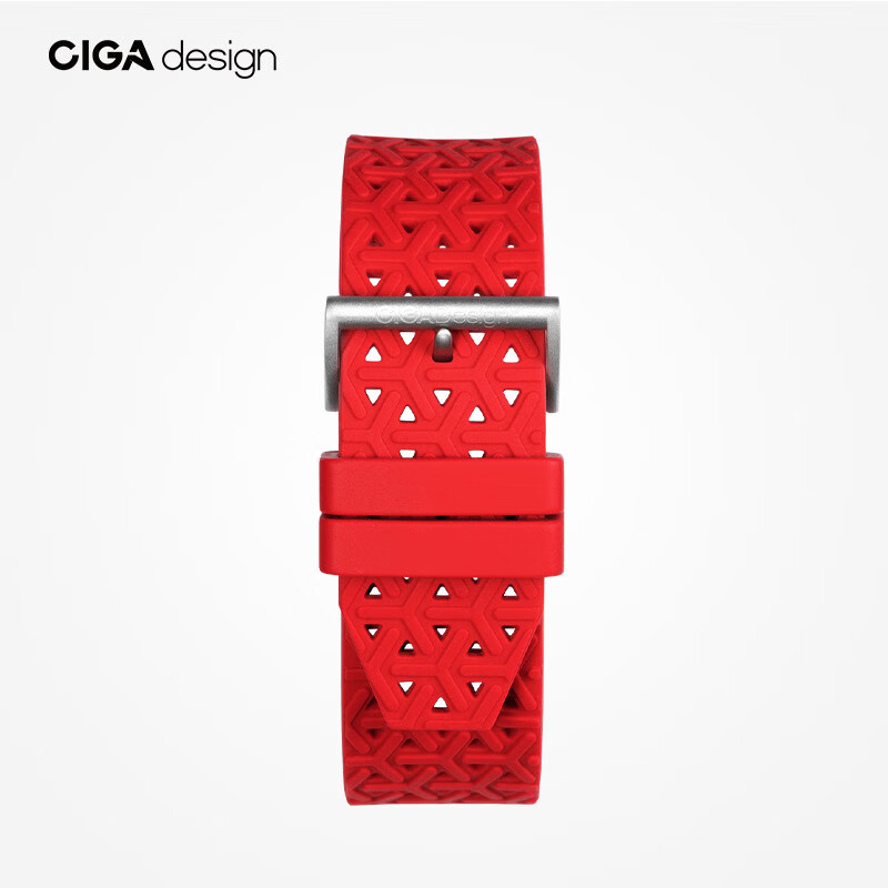 CIGA DesignCIGAdesign璽佳品牌鏤空硅膠表帶22mm時尚表帶FD15966998 紅色 22mm