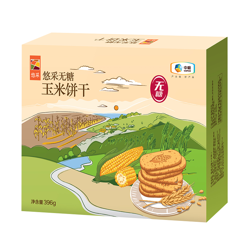 悠采中粮悠采无糖玉米饼干396g0糖粗粮健康早餐代餐中老年糕点点心