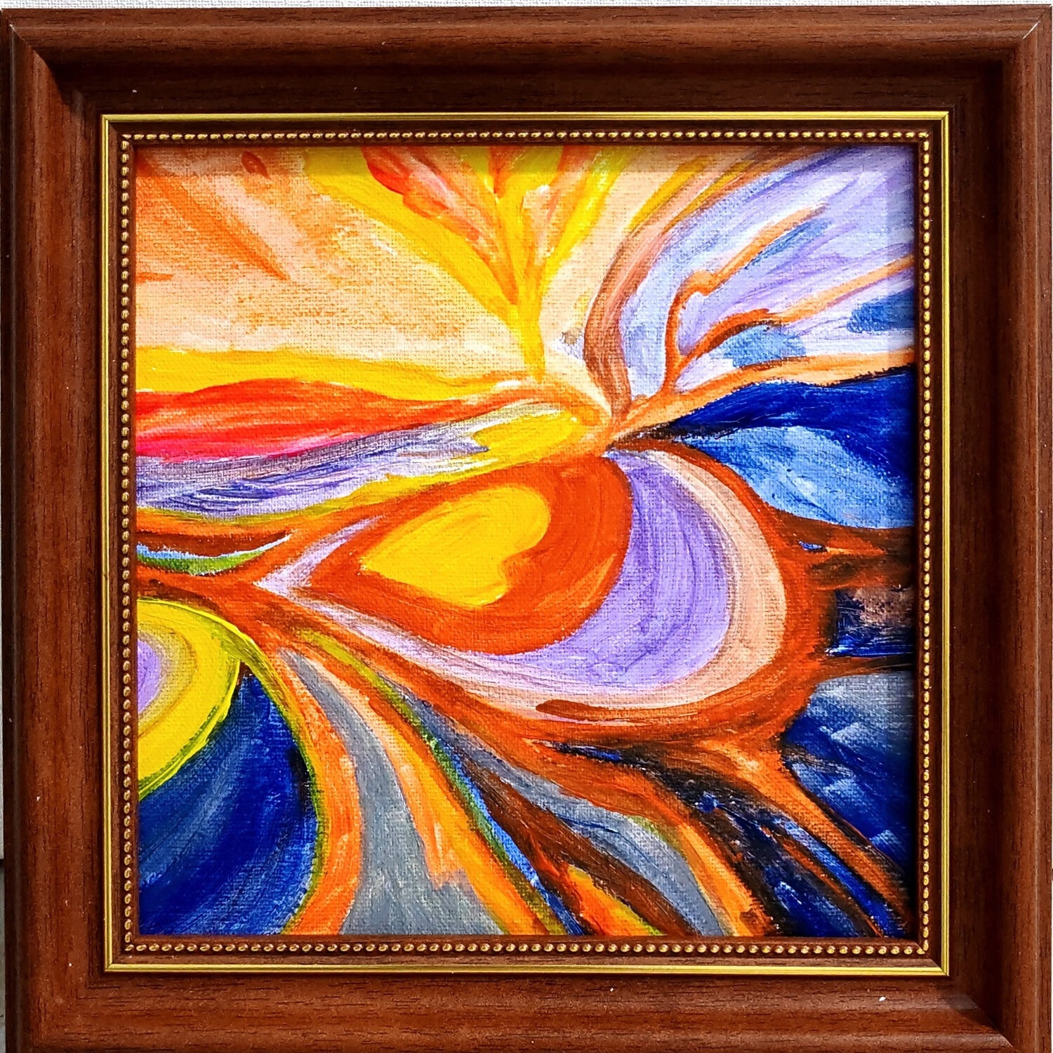 旭日东升装饰画流水生财油画客厅沙发装饰招财风水办公室挂画木框