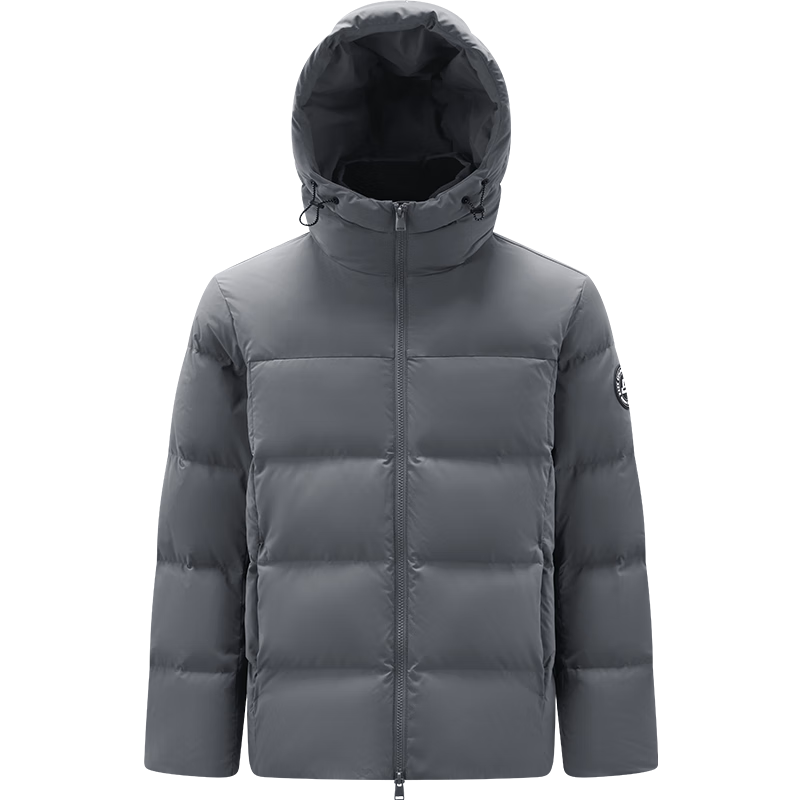 森马羽绒服男冬季90绒子三防加厚外套2025新款户外通勤连帽面包服 黑色（灰鸭绒）90001 M