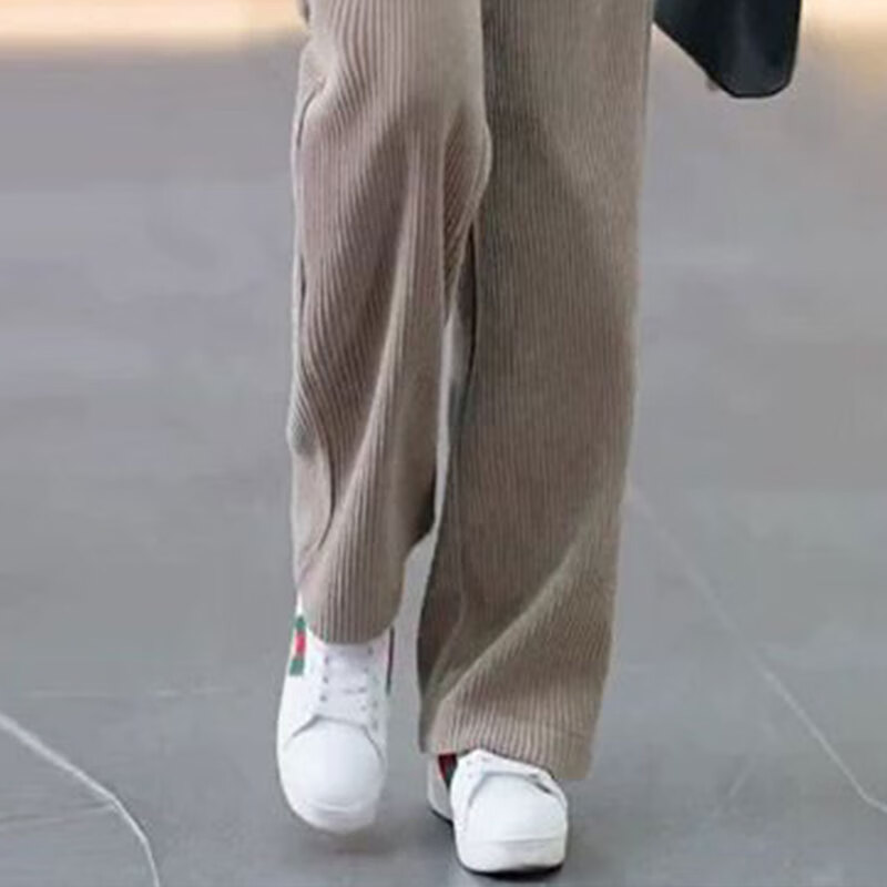 子牧棉麻2025秋冬装 休闲百搭阔腿裤高腰显瘦垂感筒裤直筒休闲裤0187 灰蓝色加绒 3XL (建议135-150斤)