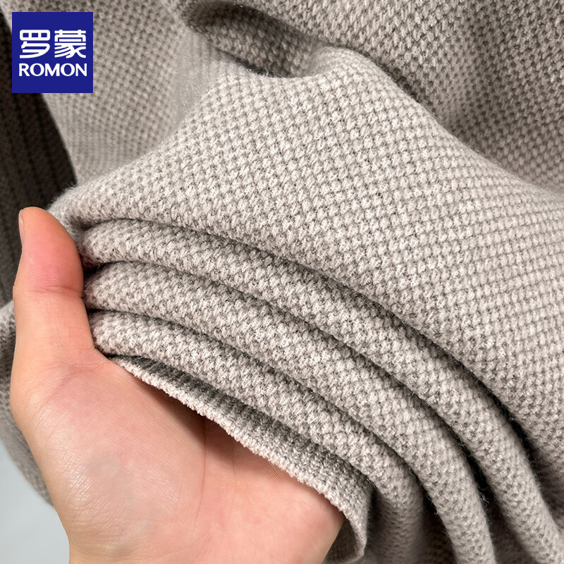 罗蒙(ROMON)仿雪貂绒男士加绒假两件毛衣2025秋冬新款衫保暖针织打底衫上衣 221驼色 加绒 XL (建议体重125-140斤)
