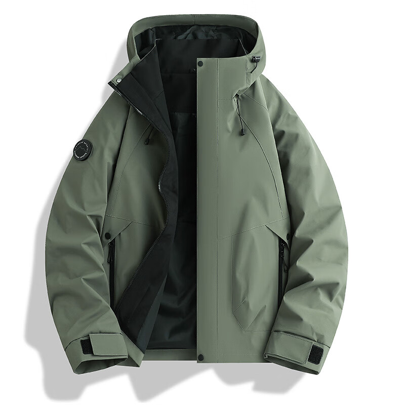 德尔.默克（Delmerk）2025款防风冲锋上衣男女三合一抓绒两件套骑行旅游登山服团购定制 火龙果红单外套【情侣款】 S