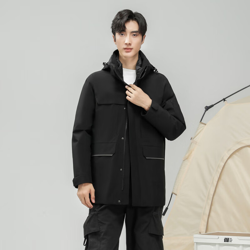 雪中飞新款男士休闲短款羽绒服冬季新羽绒外套保暖防风舒适 黑色|8056 XL /180/96A