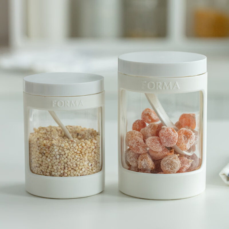 ASVEL密封罐日本asvel食品級(jí)玻璃瓶子空瓶五谷雜糧收納盒零 470ml+680ml白色【兩個(gè)裝】