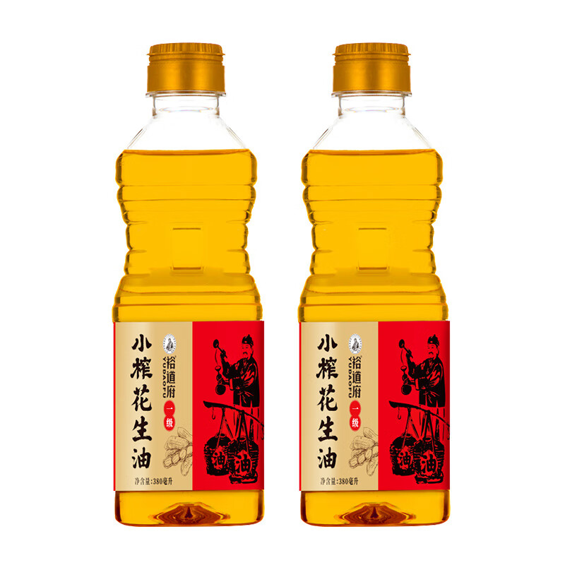 裕道府食用油家庭炒菜 小榨花生油 380mL*2瓶