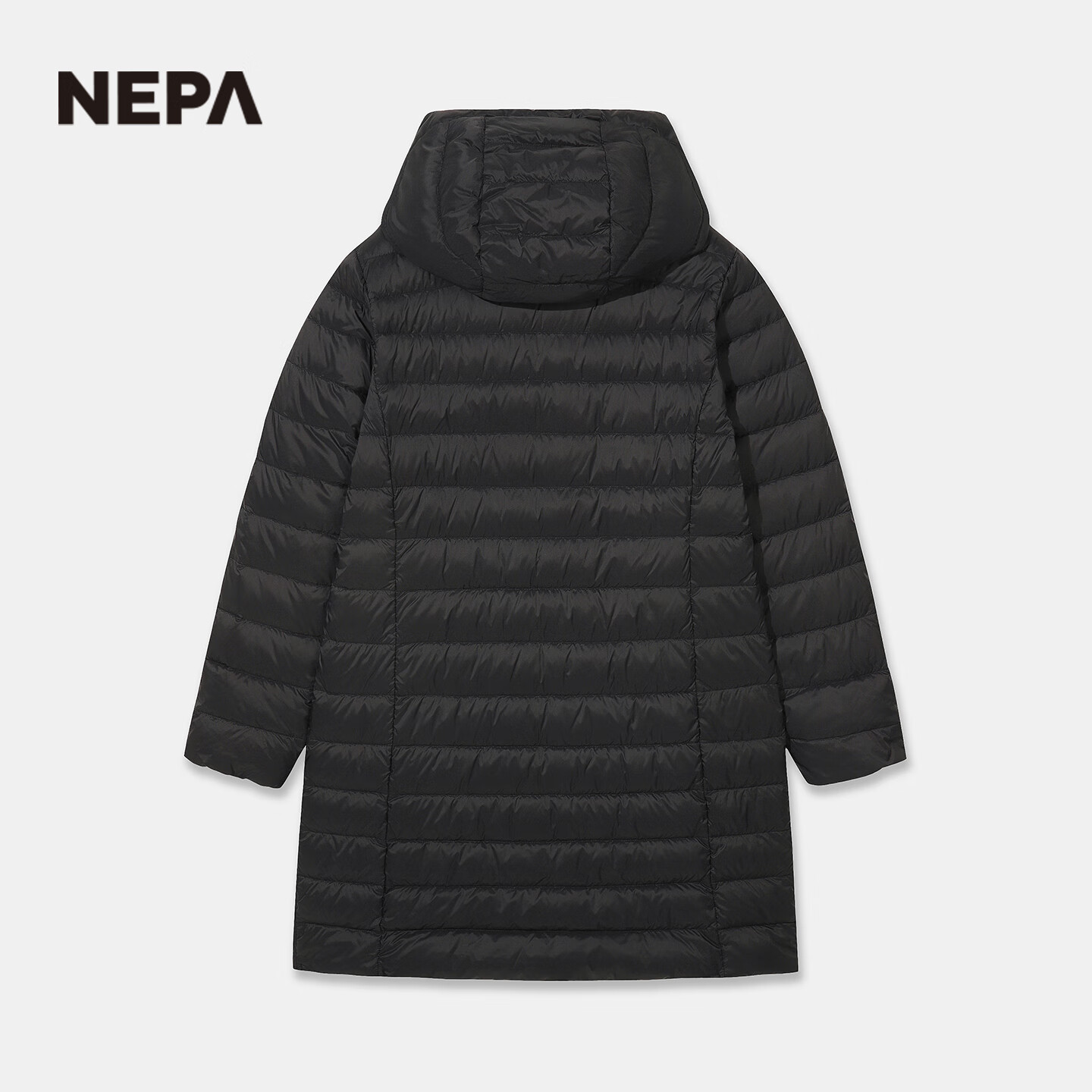 NEPA耐葩韩国进口户外25秋冬女士羽绒服保暖连帽中长款羽绒服7L82023 C01黑色 XS 160/84A （090）
