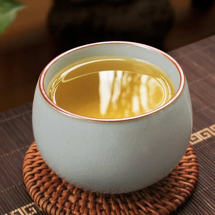 陶立方米黄汝窑茶杯套装陶瓷开片主人杯品茗杯礼盒功夫茶具茶杯八件套 2大罗汉杯+6小罗汉杯(月白色)