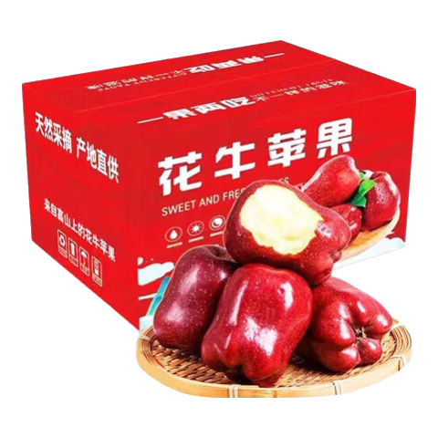 金百粟甘肃天水花牛苹果粉面红蛇大果 老人婴儿当季新鲜苹果水果生鲜 12枚精品印字圣诞果【单果75-80mm】顺丰到家