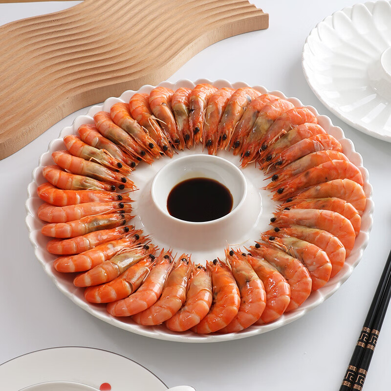 朗玺陶瓷盘子菜盘家用高级感卤水拼盘酒店饭耐高温蒸盘小吃分格盘多格 风车蒸盘 10英寸