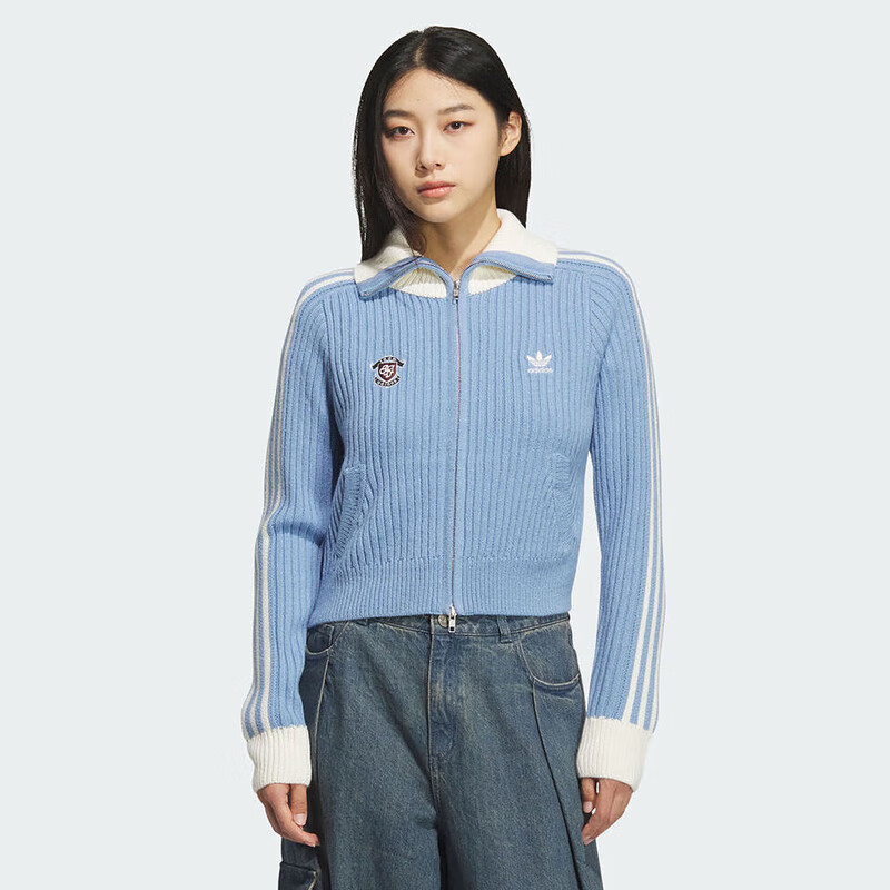 阿迪达斯 （adidas）三叶草外套女装2025秋季新款运动服针织衫翻领上衣夹克 KF0719 S